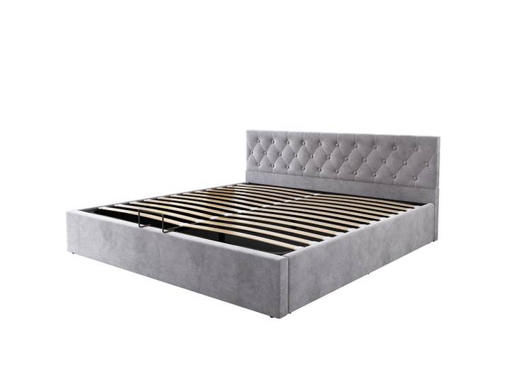 ComfortXL Stauraumbett 180/200 cm De-00071, in Grau, hydraulischem Lattenrost, Metall, 180x200 cm, Schlafzimmer, Betten