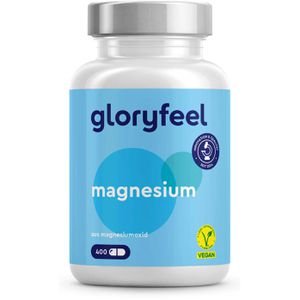 gloryfeel Magnesium Oxid, 400 Kapseln, aus Magnesiumoxid, hochdosiert, 400 mg