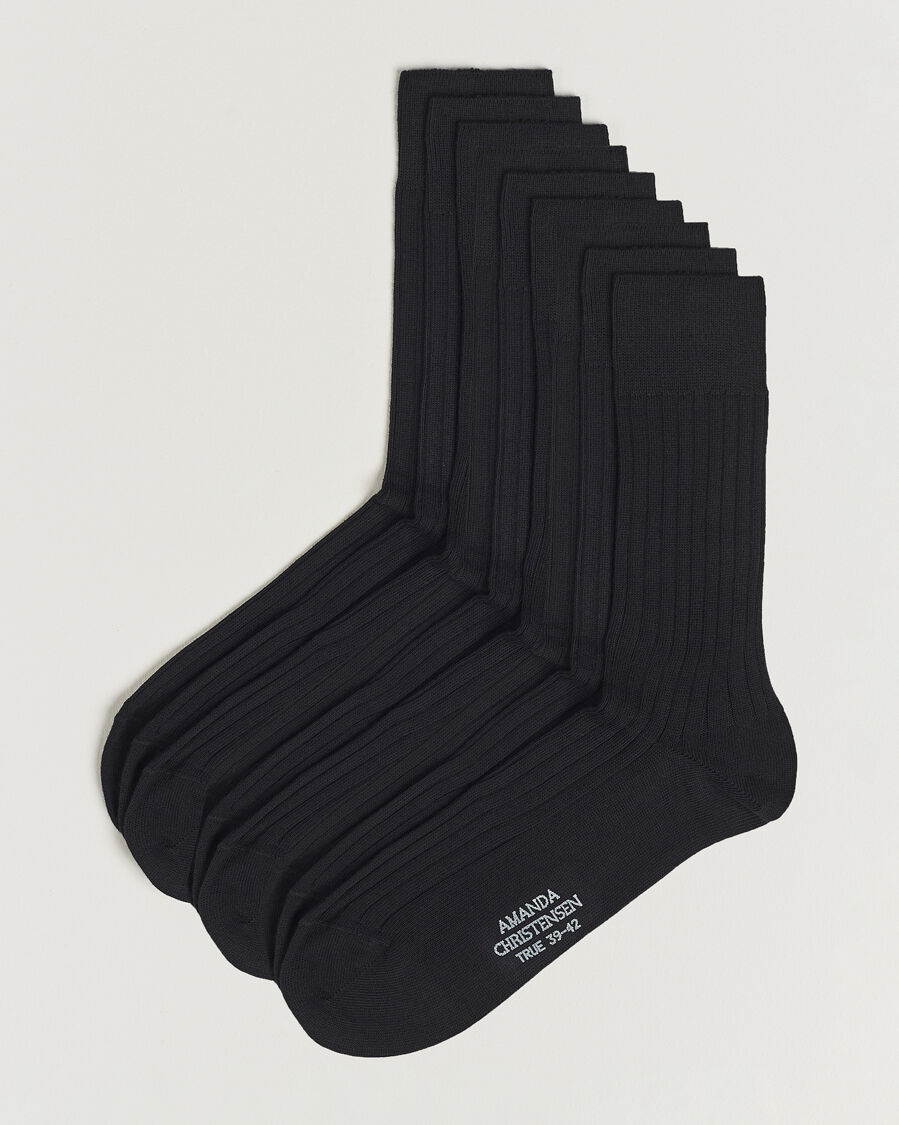 Amanda Christensen 9-Pack True Cotton Ribbed Socks Black men One size