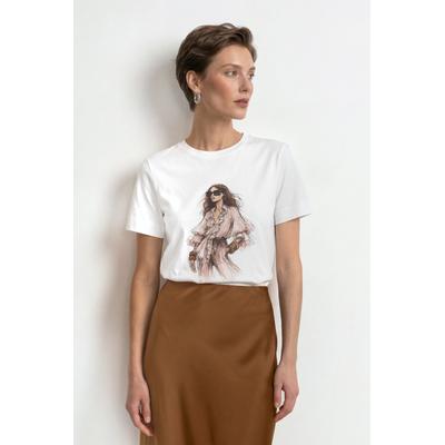 T-Shirt RICHROYAL, Damen, Gr. M, weiß, Single Jersey, Obermaterial: 100% Baumwolle, Rundhals, Shirts T-Shirt, mit Frauen Print