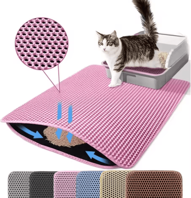 Inspire Picks Double Layer Waterproof Cat Litter Mat For Cleaner Floors & Less Tracking pink 30x30cm