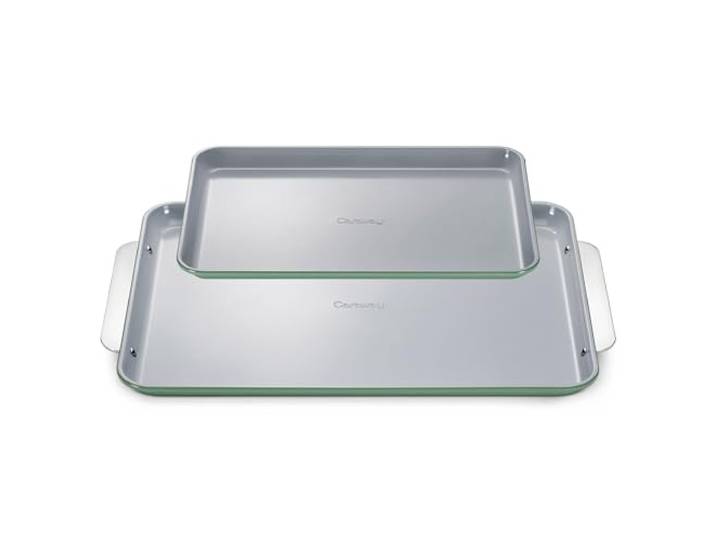 Caraway Antihaft-Keramik-Backblech Duo Natürlich glatte Keramikbeschichtung, ungiftig, PTFE- und PFOA-frei, 45,7 x 33 cm groß und 38,1 x 25,4 cm mittel, Salbei