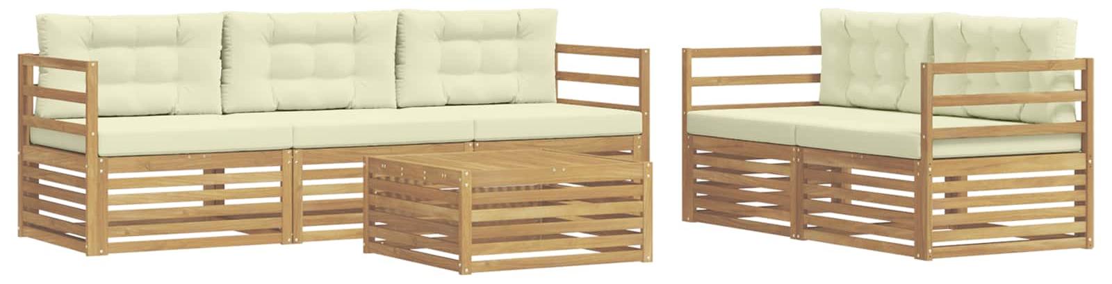 Outdoor-Sofagarnitur 6 pcs Weiß und Creme