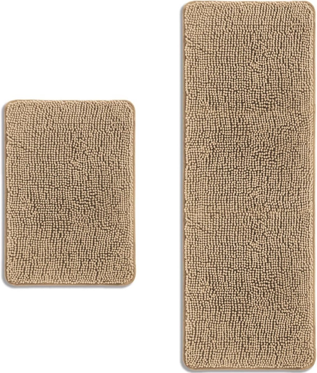 Badkamertapijt Set - 2-delige Absorberende en Wasbare Antislip Badtapijten