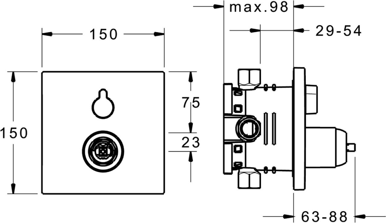 Hansavarox Pro Funktionseinheit mit Dekorset, eckig 40529073