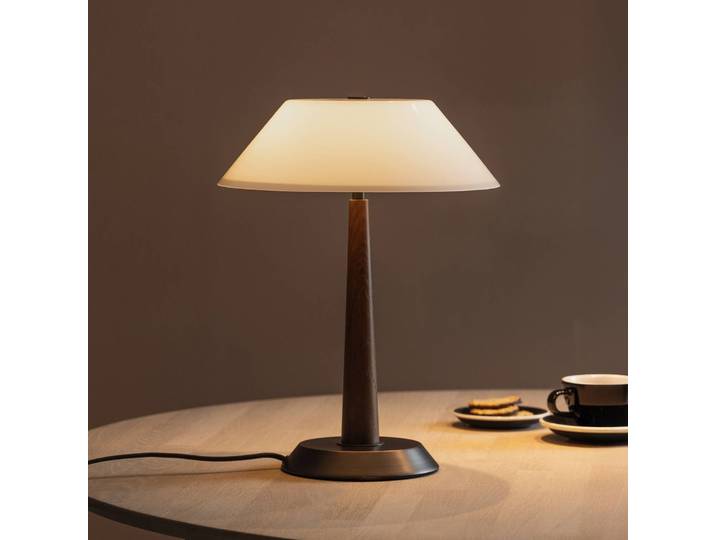 Globen Lighting Tischlampe Ligna, bronze / altmessing, für Wohn- / Esszimmer, Metall, Design, Tischlampe
