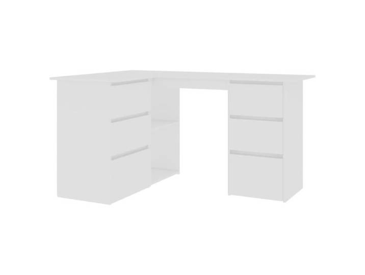 Bureau d'angle - MEN - Blanc - 6 tiroirs - Etagères avec/sans portes