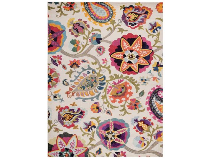 Tapis bohème chic en polypropylène blanc/multicolore, 235 x 335 cm