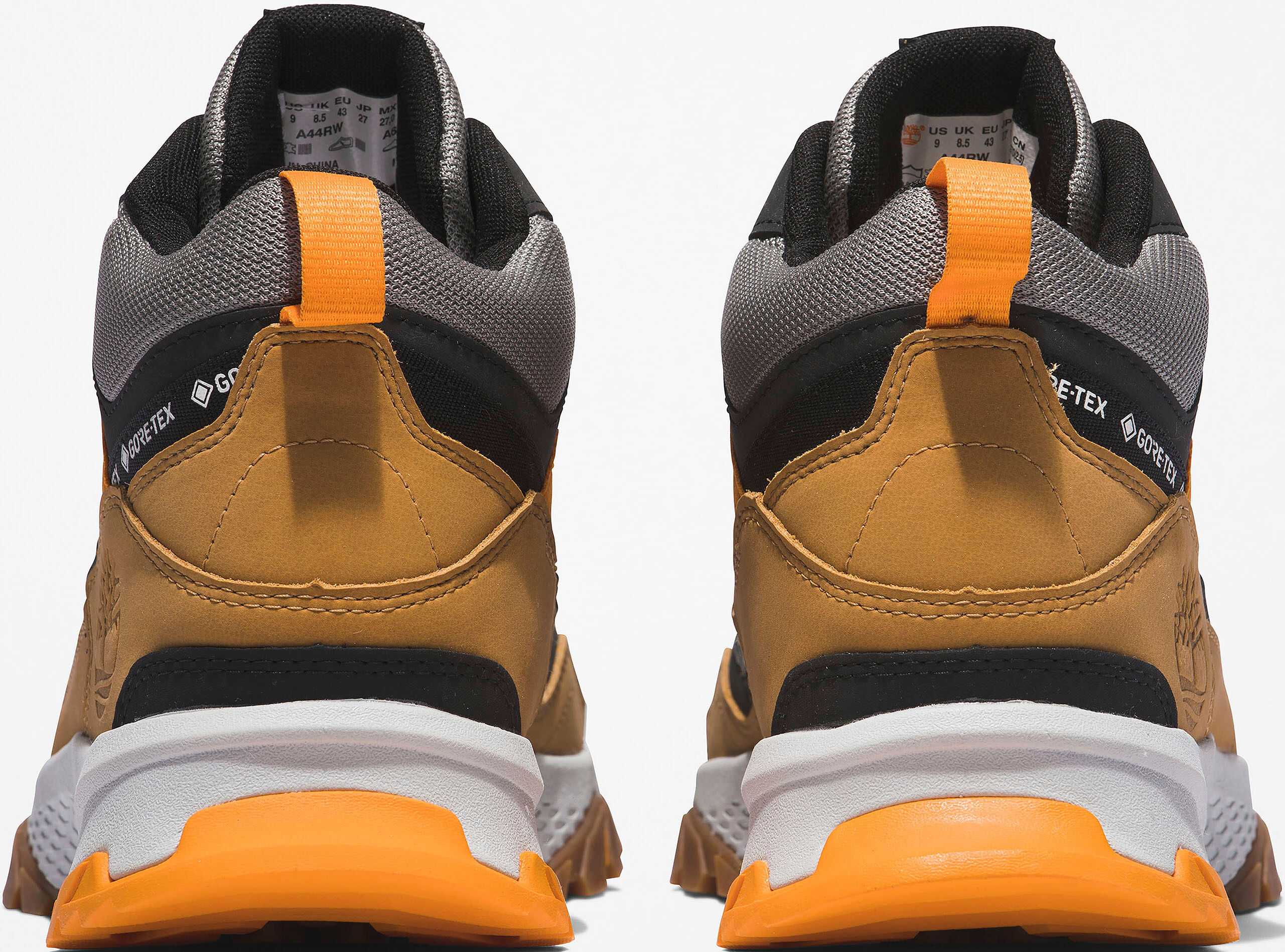 Sneaker TIMBERLAND "Lincoln Peak Mid Goretex", Herren, Gr. 43, gelb (wheat, schwarz), Leder, Synthetik, Schuhe Sneaker, wasserdicht wheat, schwarz 43