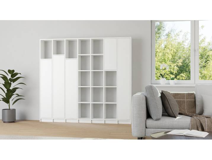 Eleganter Wohnzimmerschrank - Wohnschrank mit vielen Optionen MDF Beschichtet MDF Weiß matt