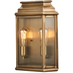 Wandleuchte Außenlampe Außenwandleuchte Laterne Messing Glas 2 Flammig IP44 Hof