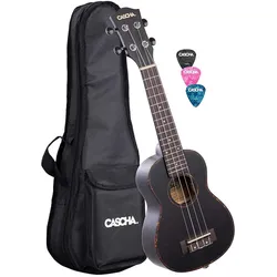 Cascha HH 2262 Premium Sopran Ukulele – Schwarz (Soprano), Ukulele, Schwarz