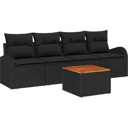 vidaXL Garten-Sofa-Set 5 pcs Schwarz