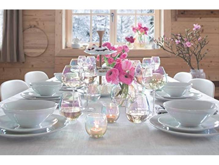 CRISTALICA Wein Glas Kelch Pearl Effekt 4er-Set 325 ml