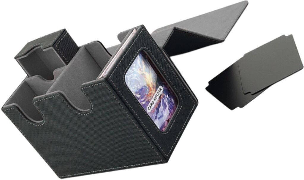 INF Premium PU-Aufbewahrungsbox kompatibel mit MTG Commander – 160+ doppelt gesleevte Karten, Magnetverschluss, Koreanisches Schwarz+Grau