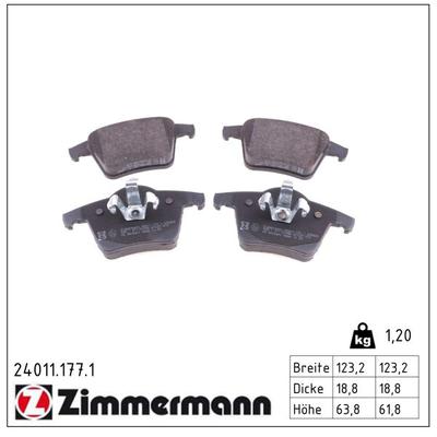ZIMMERMANN Bremsbelagsatz, Scheibenbremse 24011.177.1 Hinterachse für Volvo ASIA