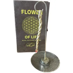 Rope Incense and Silver Plated Holder Set - Flower of Life