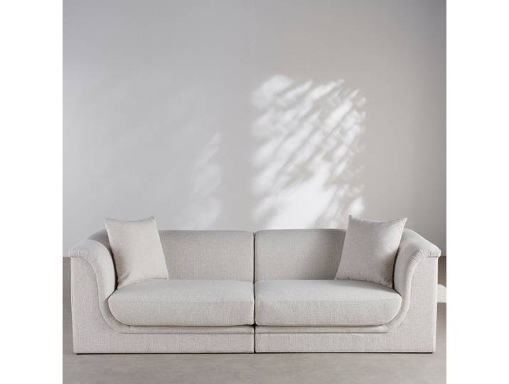 Dreiviertelsitzer-Sofa aus beigefarbenem, gewebtem Polyesterstoff