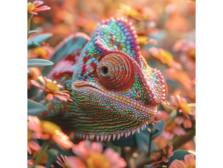 Wandbild 45x45 Cameleon Fleuri