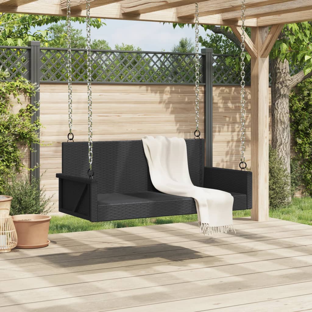 vidaXL Balancelle noir 119x56x48 cm résine tressée