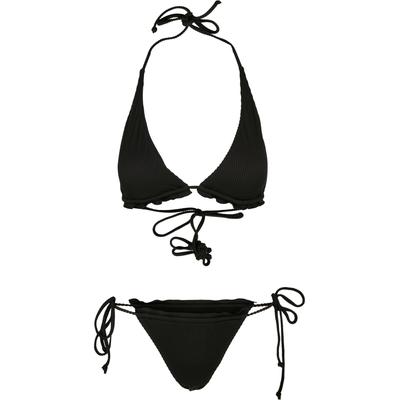 Bügel-Bikini URBAN CLASSICS "Urban Classics Damen Ladies Rib Babylock Triangle Bikini", Damen, Gr. S, N-Gr, schwarz, 88% Polyester, 12% Elasthan, Bikini-Sets Bügel-Bikini
