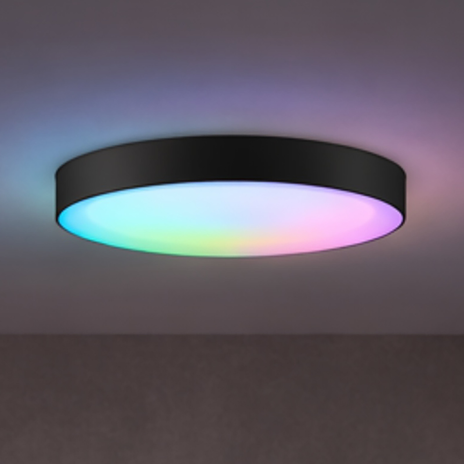 home24 Larios LED-plafondlamp, zwart, Ø 39 cm