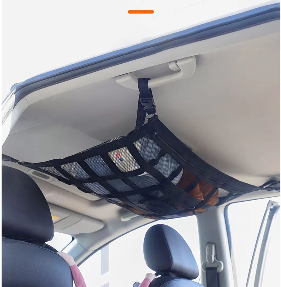 INF Filet de Rangement de Toit de Voiture 4ème Génération 90x65cm Compatible avec Accessoires Auto, Filet de Rangement Suspendu