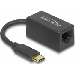 Delock Netzwerk-Adapter 1 Gbps USB Typ-C (USB-C, RJ45 (1x)), Netzwerk Adapter, Schwarz