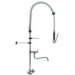 Gastro-Inox Monoblock-Vorspüldusche mit Drehreglern und einem Schwenkkran ausgestattet, 1200mm