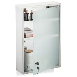 Relaxdays Medizinschrank mit Glastür Silber,Transparent