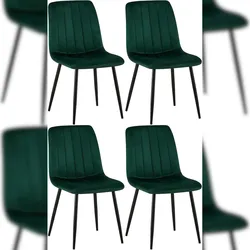 DELUKE® 4er Set Stühle LENZ Samt - 88x45x53cm, grün, Metall Gestell Stühle Esszimmerstühle Stuhl Esszimmer Esstisch Stühle Küchenstuhl
