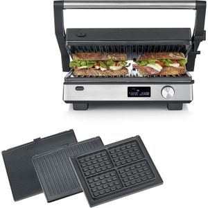 Severin Kontaktgrill KG 2380 S-Joy Sevini Flex, 2000 Watt, 3 antihaftbeschichtete Grillplatten-Sets