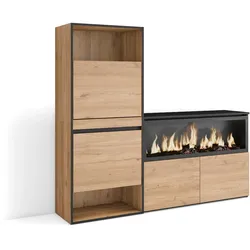 SKRAUT HOME Schuhschrank, Raumsparschrank, 167x35x145 cm, Schlafzimmer, XXL Elektrokamin, Modern Style, Eiche _ 480_49