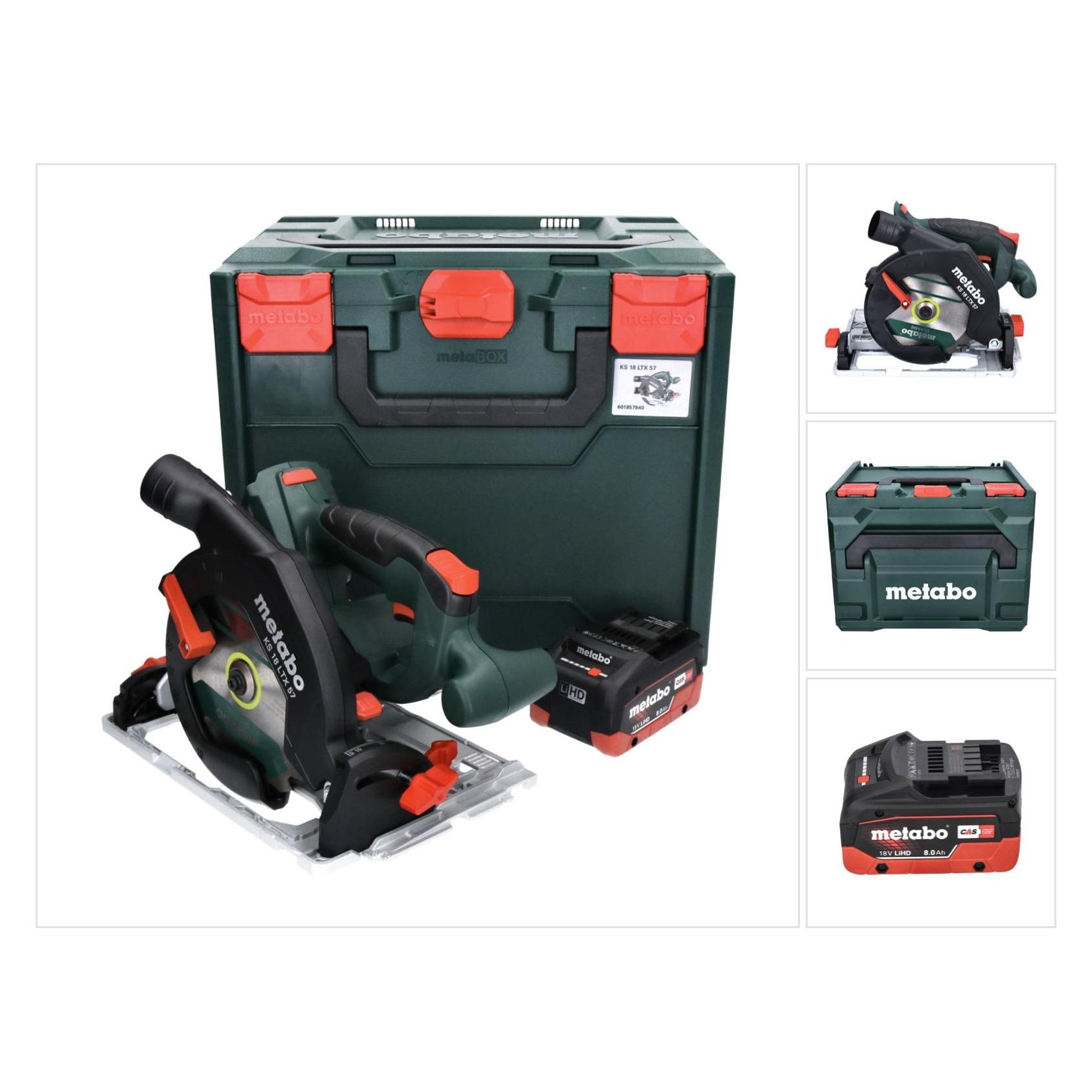 Metabo KS 18 LTX 57 Akku Handkreissäge 18V 165x20mm + 1x Akku 8,0Ah + MetaLoc - ohne Ladegerät (KS 18 LTX 57)