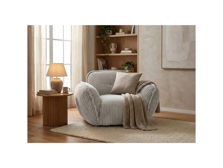 Trendmanufaktur Sessel BE Fluffy, Silberfarben, Kunststoff, 123x87x120 cm, Made in EU, gepolsterte Armlehnen, Wohnzimmer, Sessel, Polstersessel