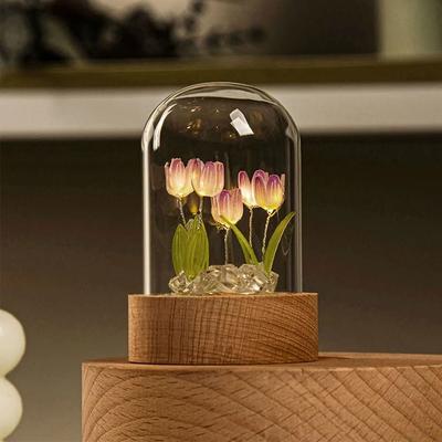 Uplift Essentials Handmade Blooming Tulip Glow Bedside Lamp purple 5pcs