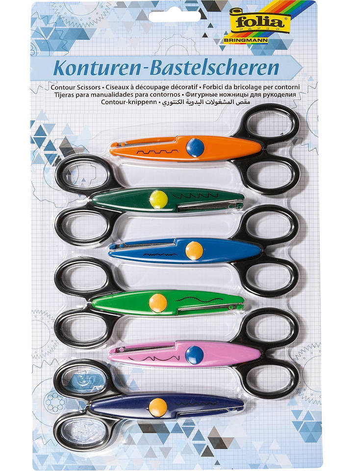 folia PAPER Konturenscheren in Bunt - 6 Stück - onesize