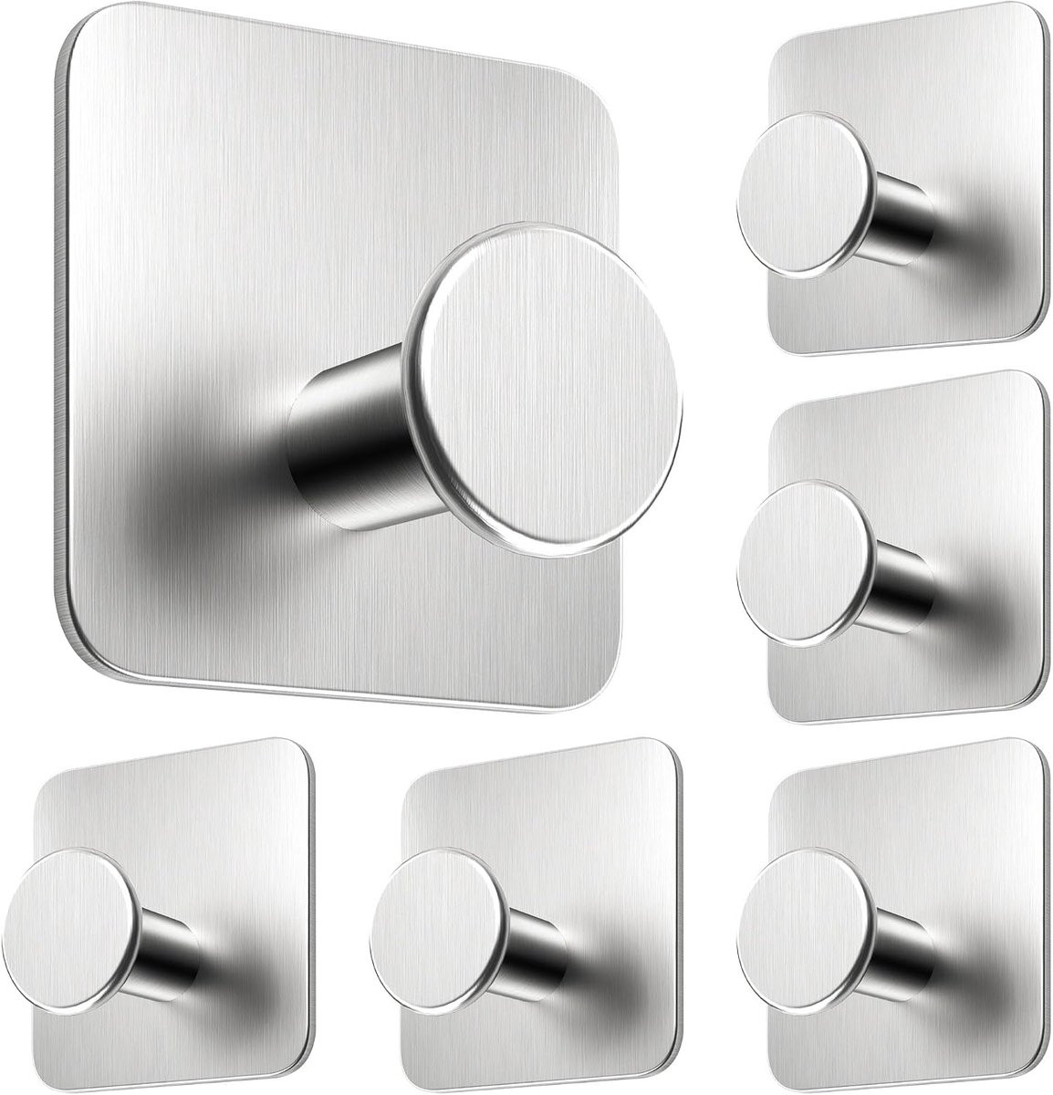 4smile Handdoekhouder zonder boren, modern, set van 6, zilver