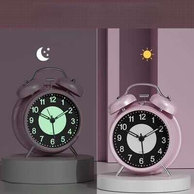 Daily Discovery Luminous Alarm Clock Battery Powered Night Light Bedside Table Clock For Bedroom And Living Room pink