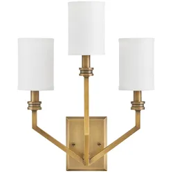 Elstead Lighting Moore Wandleuchte 3-flammig Messing antik Leinenschirme