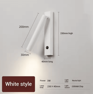 Inspire Curations Minimalist Rotatable LED Reading Wall Lamp white 4000k 3w
