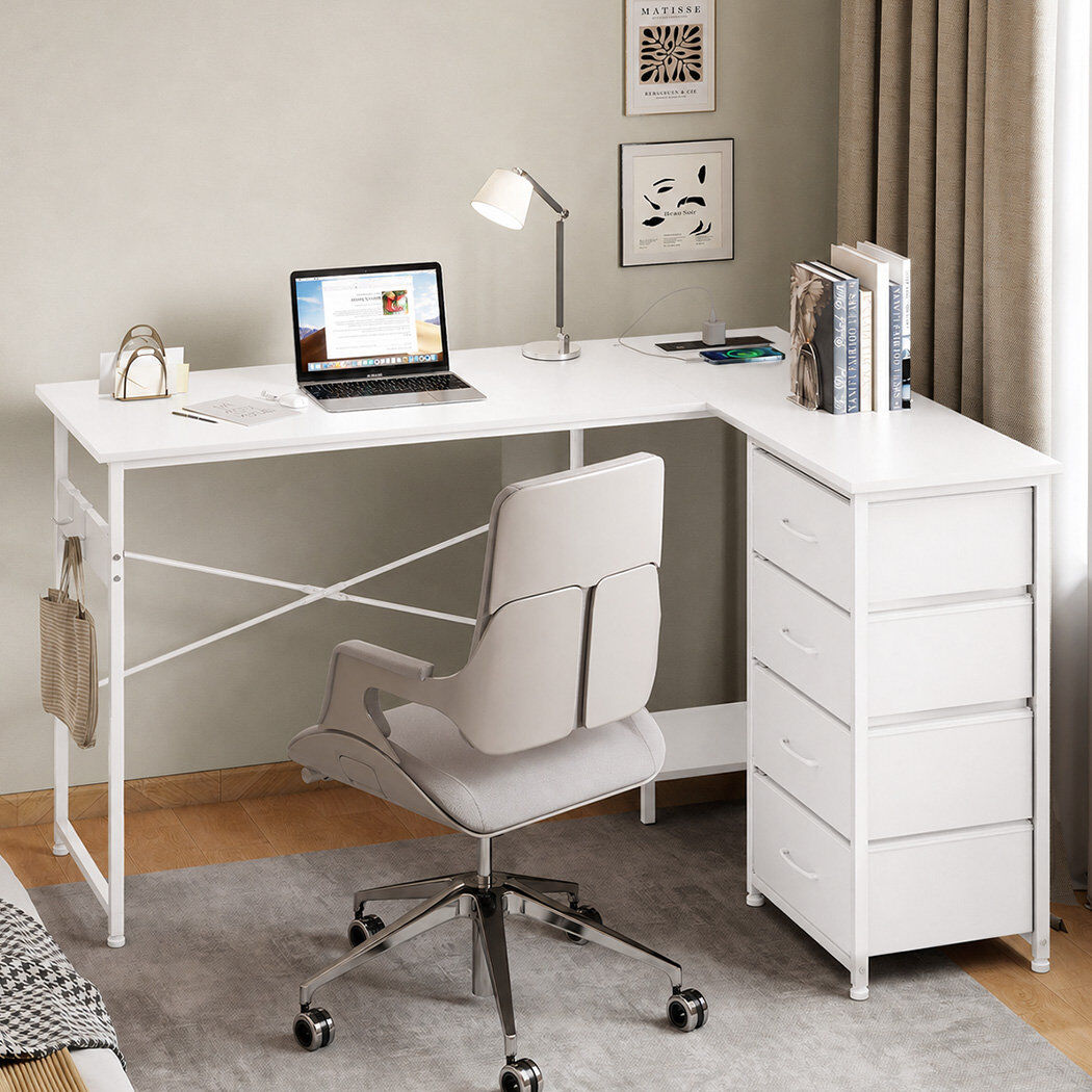 Brayden Studio L-Shaped Particle Board / Chipboard Computer Desk White 76cm H X 135cm W X 100cm D