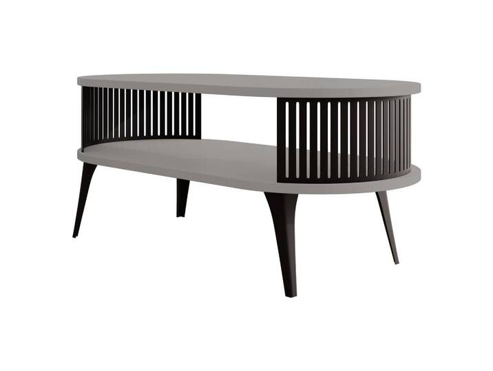 Mirjan24 Couchtisch Roenni Oval, Schwarz, Grau, Metall, Oval,Oval, 50x44x100 cm, Wohnzimmer, Wohnzimmertische, Couchtische