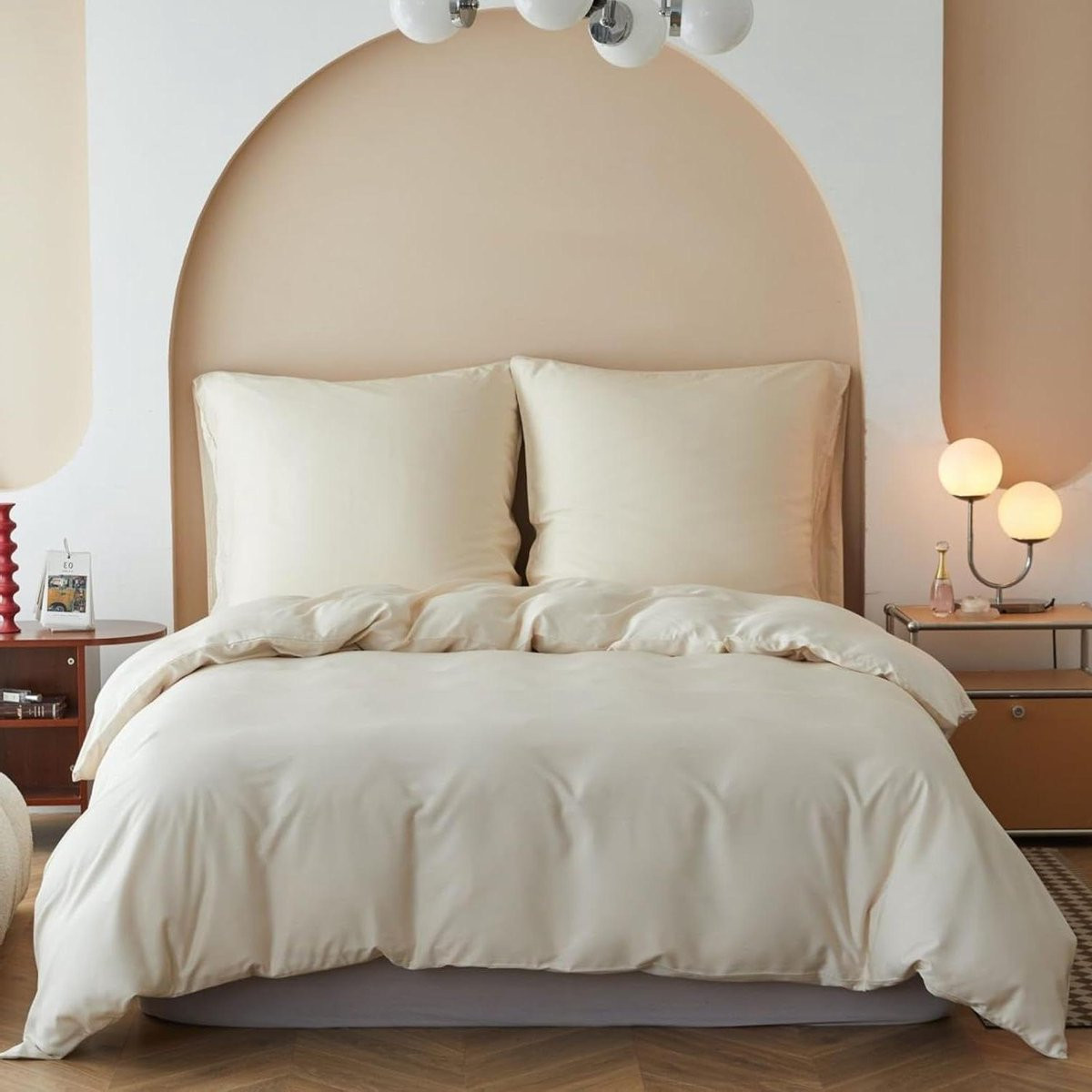 Dekbedovertrek Set van 100% Bamboe Viscose in Beige, 220x240cm