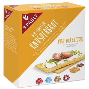3-Pauly Knusperbrot Protein Kraftvoll & Lecker, Linsen, BIO, gluten-, laktosefrei & vegan, ohne Zuckerzusatz, 100 g
