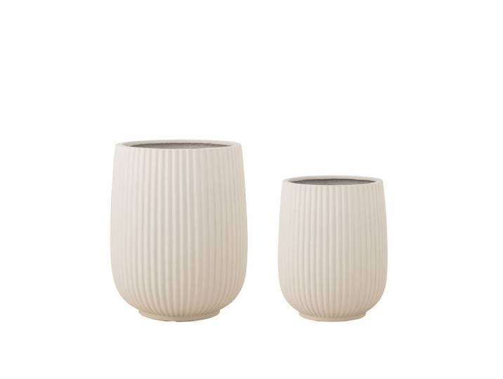 Blumentopf-Set „Calmea“ – Weißes Magnesia (2-teilig) - Weiß - Luxusbetten24