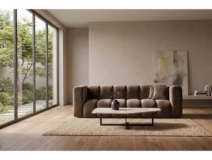 Kaiser Möbel Sofa Modulares 3-Sitzer GRAND im Velvet-Stoff Riviera, Sofa, modulares Design, vertikale Unterteilungen