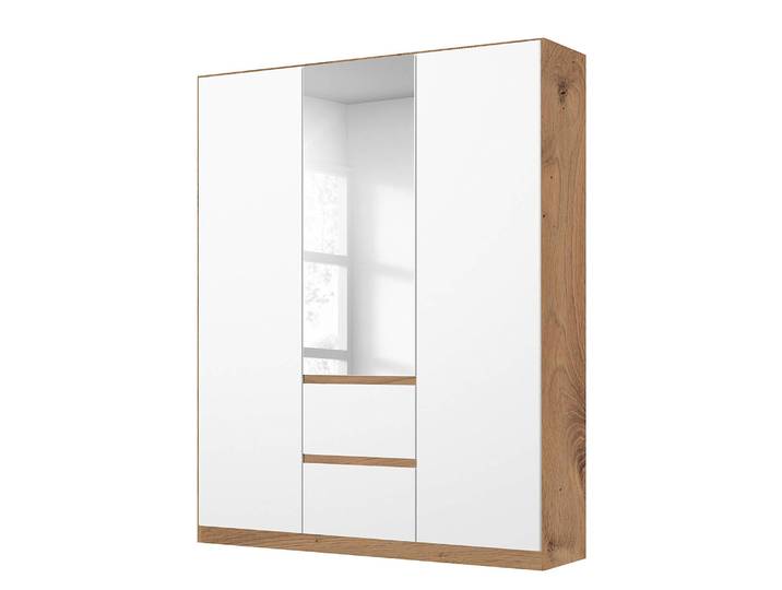 Armoire Nidda 136cm Blanc/Marron/Blanc alpin/Imitation chêne Artisan