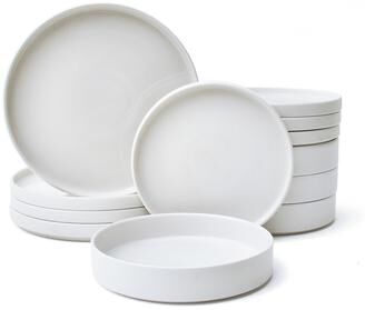 222 Fifth Kaden 12-Piece Stoneware Dinnerware Set with Round Plates and Bowls, White