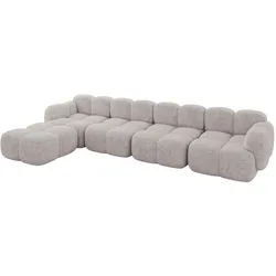 ECKSOFA modulares Sofa Links Miko-L3 390x205x75 Hellgrau Velours